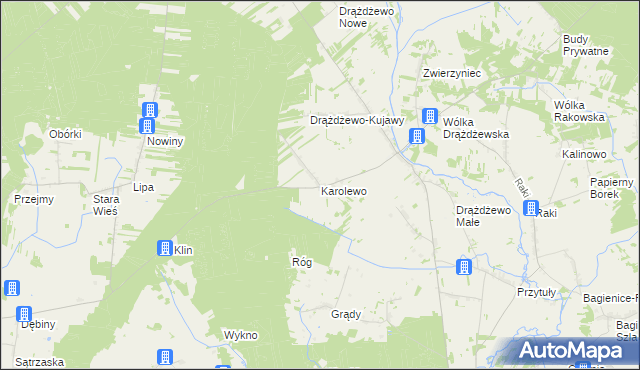 mapa Karolewo gmina Krasnosielc, Karolewo gmina Krasnosielc na mapie Targeo