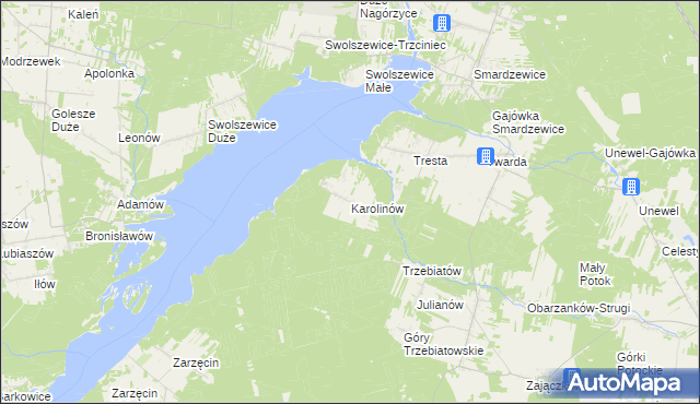 mapa Karolinów gmina Tomaszów Mazowiecki, Karolinów gmina Tomaszów Mazowiecki na mapie Targeo