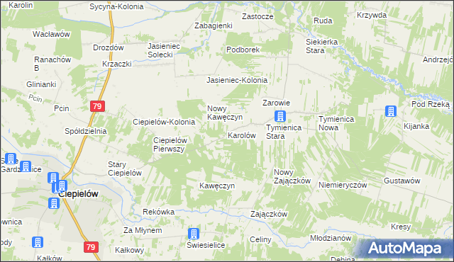 mapa Karolów gmina Chotcza, Karolów gmina Chotcza na mapie Targeo