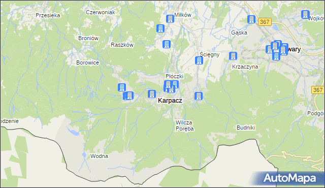 mapa Karpacz, Karpacz na mapie Targeo