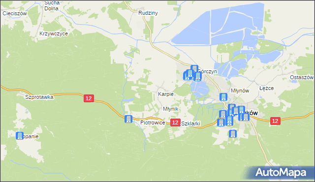 mapa Karpie, Karpie na mapie Targeo