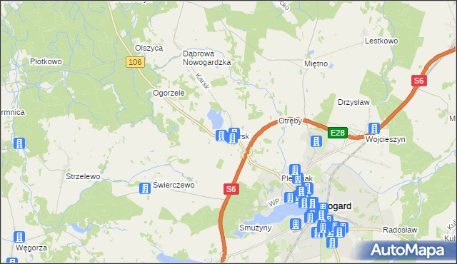 mapa Karsk gmina Nowogard, Karsk gmina Nowogard na mapie Targeo