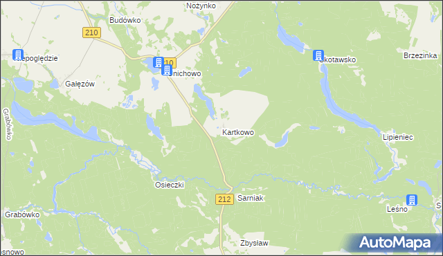 mapa Kartkowo, Kartkowo na mapie Targeo