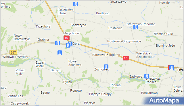 mapa Karwowo-Podgórne, Karwowo-Podgórne na mapie Targeo