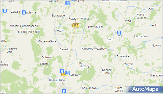 mapa Karwowo-Wszebory, Karwowo-Wszebory na mapie Targeo
