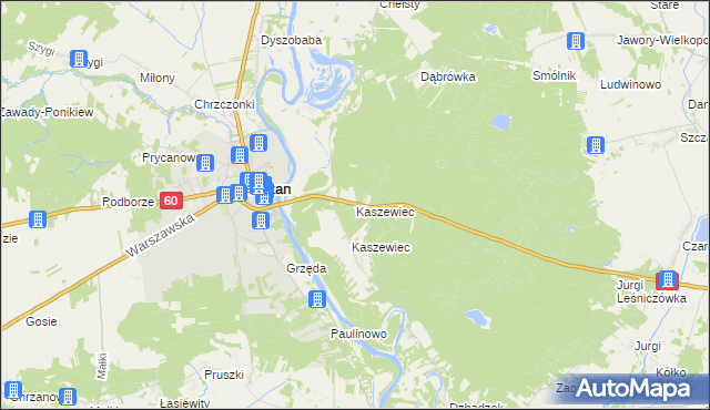 mapa Kaszewiec gmina Goworowo, Kaszewiec gmina Goworowo na mapie Targeo