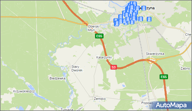 mapa Katarzynki gmina Bledzew, Katarzynki gmina Bledzew na mapie Targeo