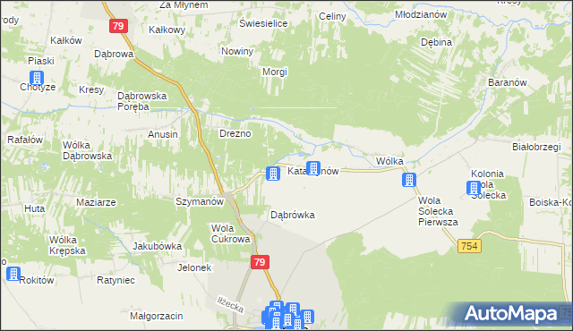 mapa Katarzynów gmina Lipsko, Katarzynów gmina Lipsko na mapie Targeo