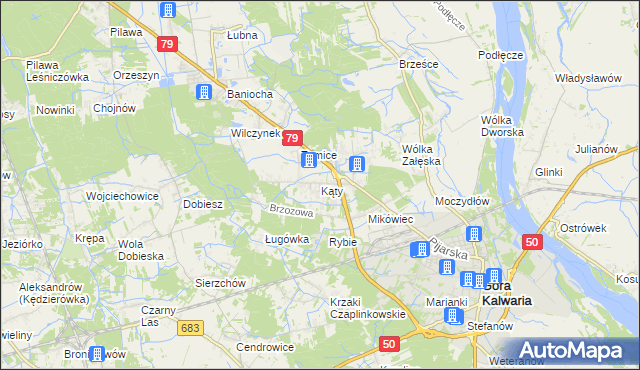 mapa Kąty gmina Góra Kalwaria, Kąty gmina Góra Kalwaria na mapie Targeo