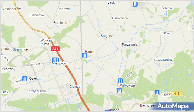 mapa Kąty gmina Jarocin, Kąty gmina Jarocin na mapie Targeo