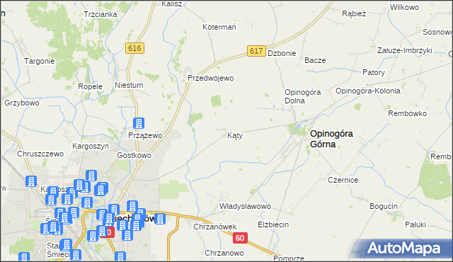 mapa Kąty gmina Opinogóra Górna, Kąty gmina Opinogóra Górna na mapie Targeo