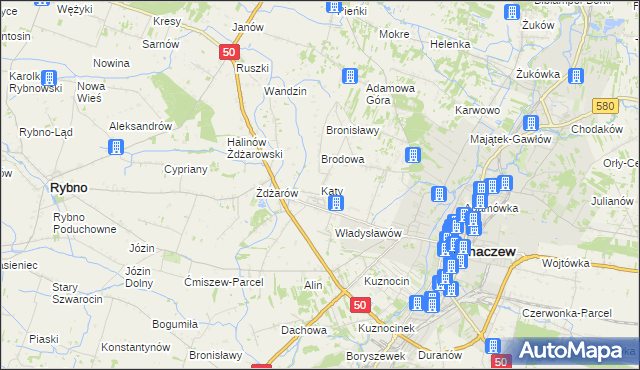 mapa Kąty gmina Sochaczew, Kąty gmina Sochaczew na mapie Targeo