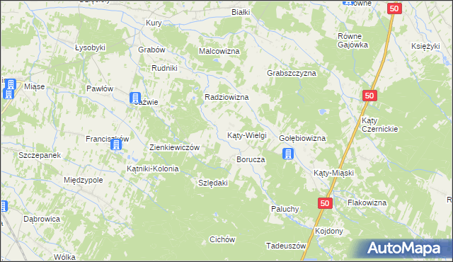 mapa Kąty-Wielgi, Kąty-Wielgi na mapie Targeo