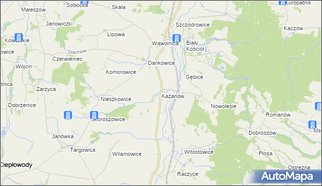 mapa Kazanów gmina Strzelin, Kazanów gmina Strzelin na mapie Targeo