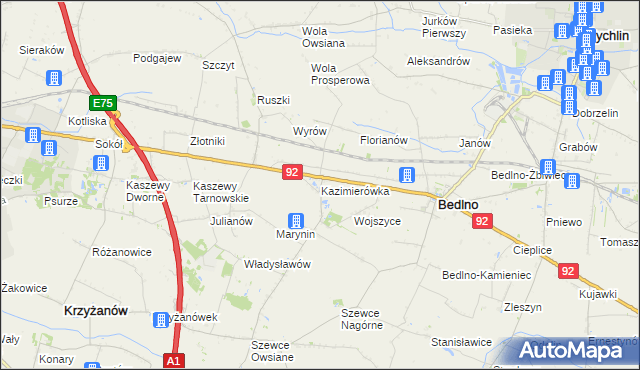 mapa Kazimierówka gmina Bedlno, Kazimierówka gmina Bedlno na mapie Targeo