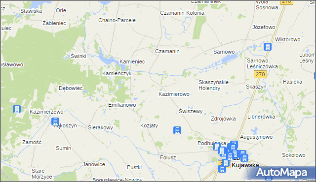 mapa Kazimierowo gmina Izbica Kujawska, Kazimierowo gmina Izbica Kujawska na mapie Targeo