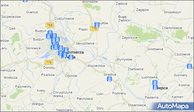 mapa Kazimierza Mała, Kazimierza Mała na mapie Targeo