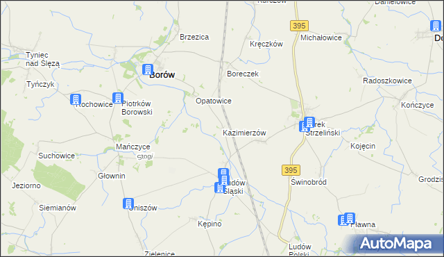 mapa Kazimierzów gmina Borów, Kazimierzów gmina Borów na mapie Targeo