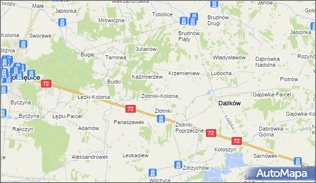 mapa Kazimierzów gmina Dalików, Kazimierzów gmina Dalików na mapie Targeo