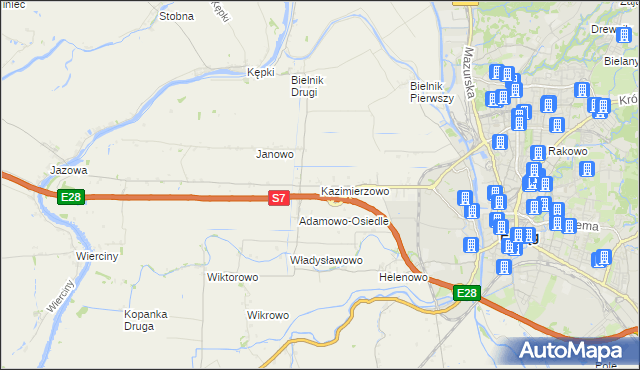 mapa Kazimierzowo gmina Elbląg, Kazimierzowo gmina Elbląg na mapie Targeo