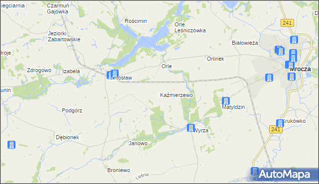 mapa Kaźmierzewo gmina Mrocza, Kaźmierzewo gmina Mrocza na mapie Targeo