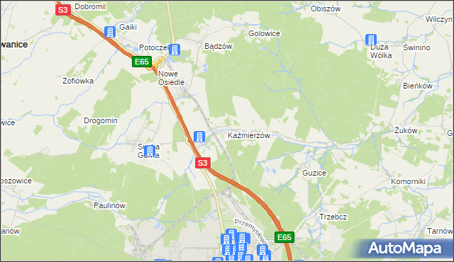 mapa Kaźmierzów, Kaźmierzów na mapie Targeo
