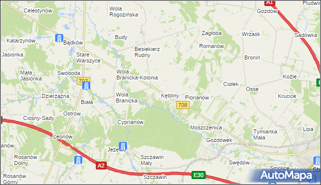 mapa Kębliny, Kębliny na mapie Targeo