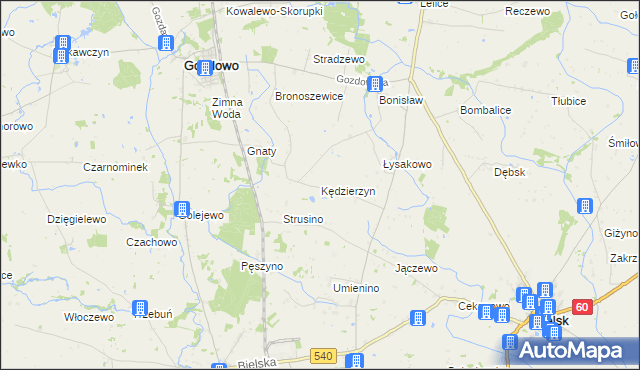 mapa Kędzierzyn gmina Bielsk, Kędzierzyn gmina Bielsk na mapie Targeo