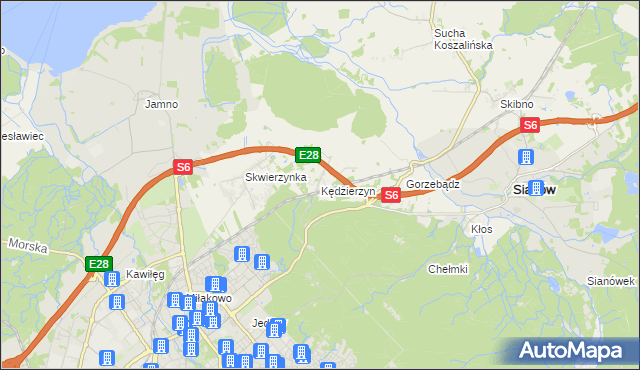 mapa Kędzierzyn gmina Sianów, Kędzierzyn gmina Sianów na mapie Targeo