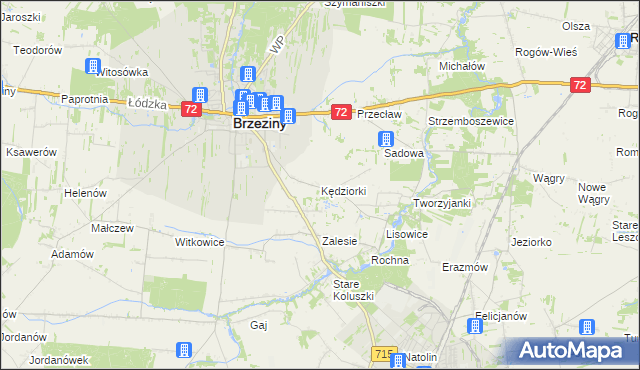 mapa Kędziorki, Kędziorki na mapie Targeo