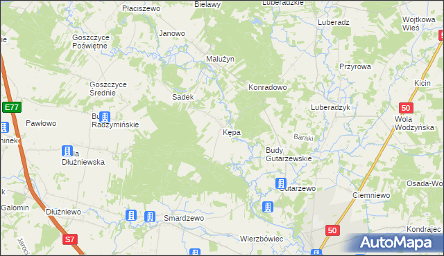mapa Kępa gmina Sochocin, Kępa gmina Sochocin na mapie Targeo