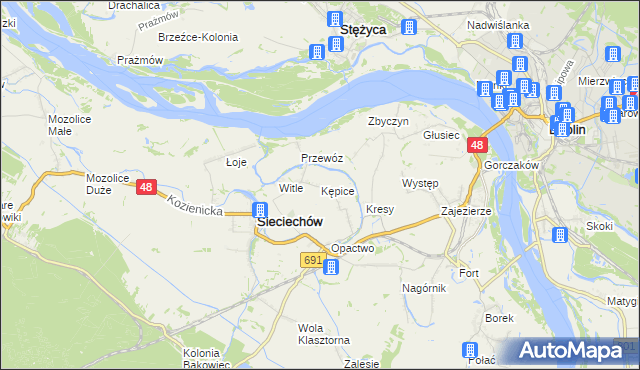 mapa Kępice gmina Sieciechów, Kępice gmina Sieciechów na mapie Targeo