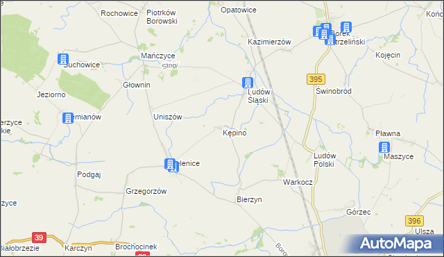 mapa Kępino gmina Borów, Kępino gmina Borów na mapie Targeo