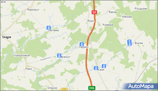 mapa Kępsko gmina Świebodzin, Kępsko gmina Świebodzin na mapie Targeo