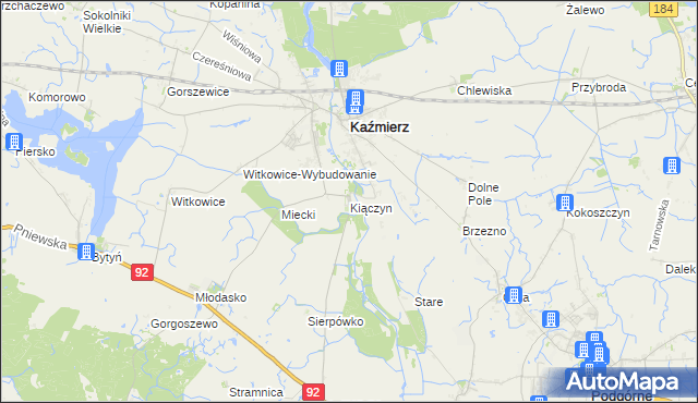 mapa Kiączyn, Kiączyn na mapie Targeo