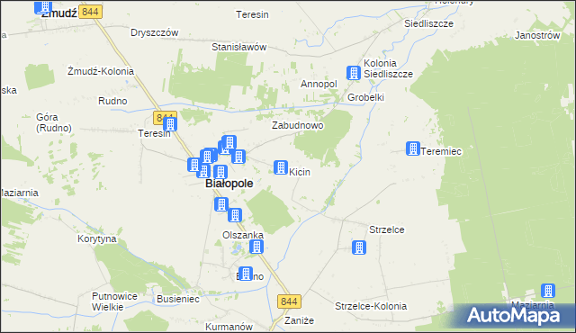mapa Kicin gmina Białopole, Kicin gmina Białopole na mapie Targeo