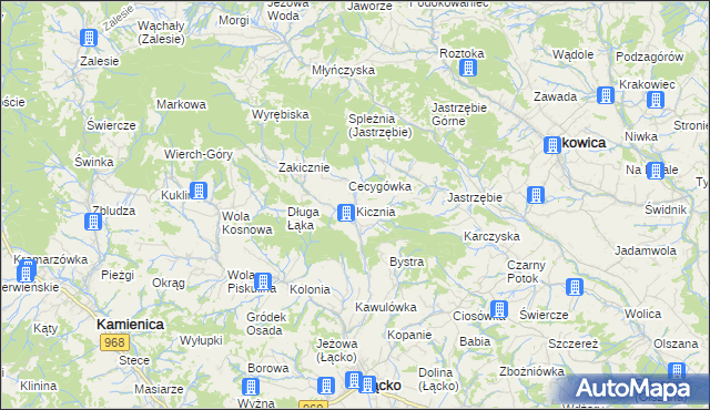 mapa Kicznia, Kicznia na mapie Targeo