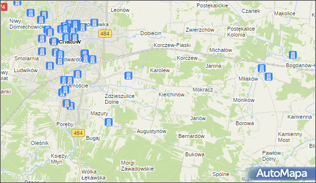 mapa Kielchinów, Kielchinów na mapie Targeo