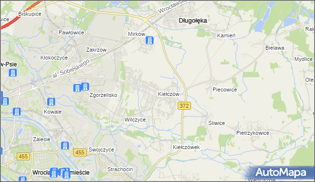 mapa Kiełczów, Kiełczów na mapie Targeo