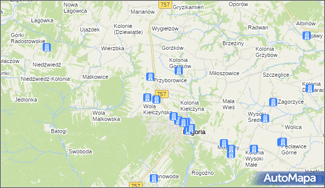 mapa Kiełczyna, Kiełczyna na mapie Targeo