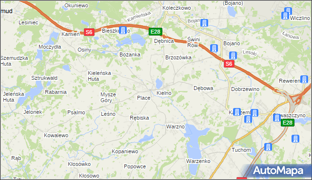 mapa Kielno gmina Szemud, Kielno gmina Szemud na mapie Targeo