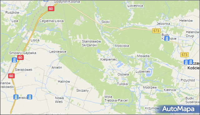 mapa Kiełpieniec, Kiełpieniec na mapie Targeo