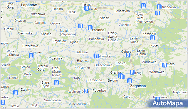 mapa Kierlikówka, Kierlikówka na mapie Targeo