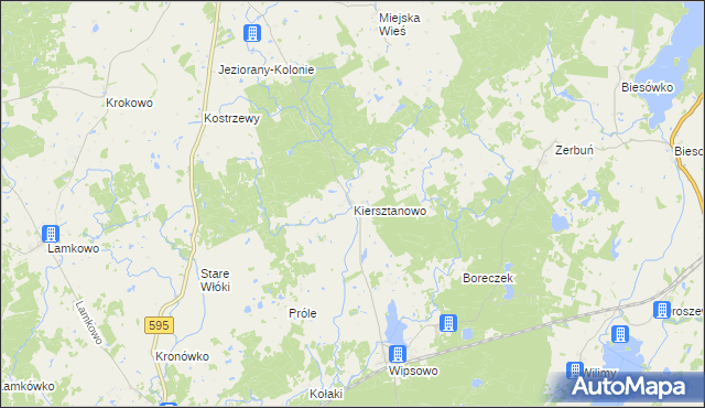 mapa Kiersztanowo gmina Jeziorany, Kiersztanowo gmina Jeziorany na mapie Targeo