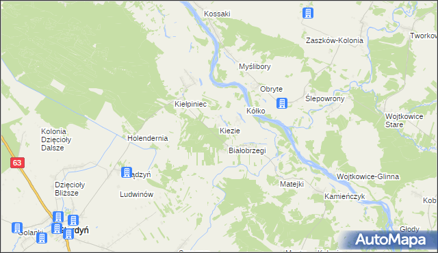 mapa Kiezie, Kiezie na mapie Targeo