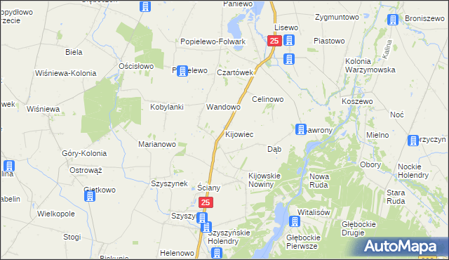 mapa Kijowiec gmina Ślesin, Kijowiec gmina Ślesin na mapie Targeo