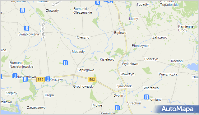 mapa Kisielewo gmina Dobrzyń nad Wisłą, Kisielewo gmina Dobrzyń nad Wisłą na mapie Targeo