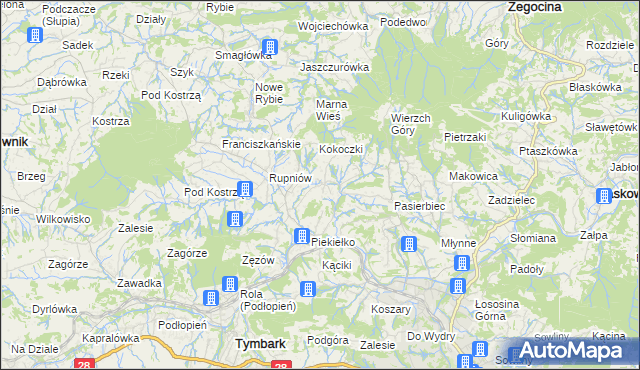 mapa Kisielówka gmina Limanowa, Kisielówka gmina Limanowa na mapie Targeo