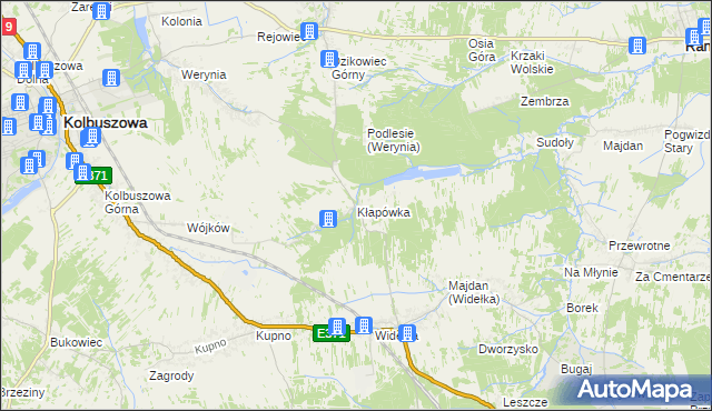 mapa Kłapówka, Kłapówka na mapie Targeo