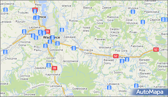 mapa Klecza Dolna, Klecza Dolna na mapie Targeo